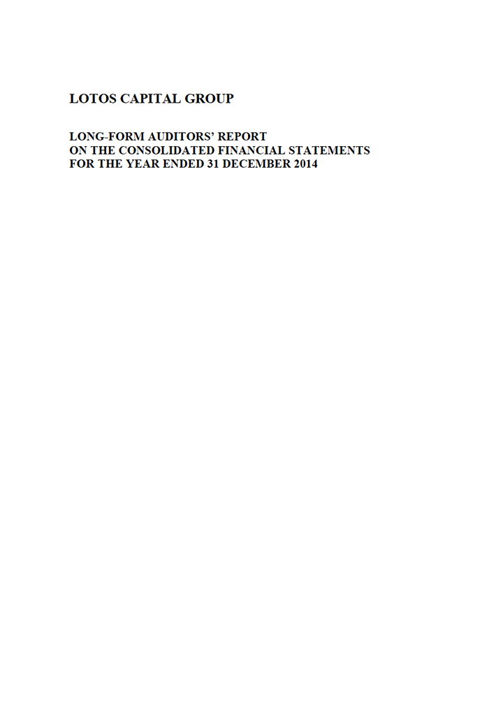 LOTOS Capital Group 2014 - Auditors Report - page 1